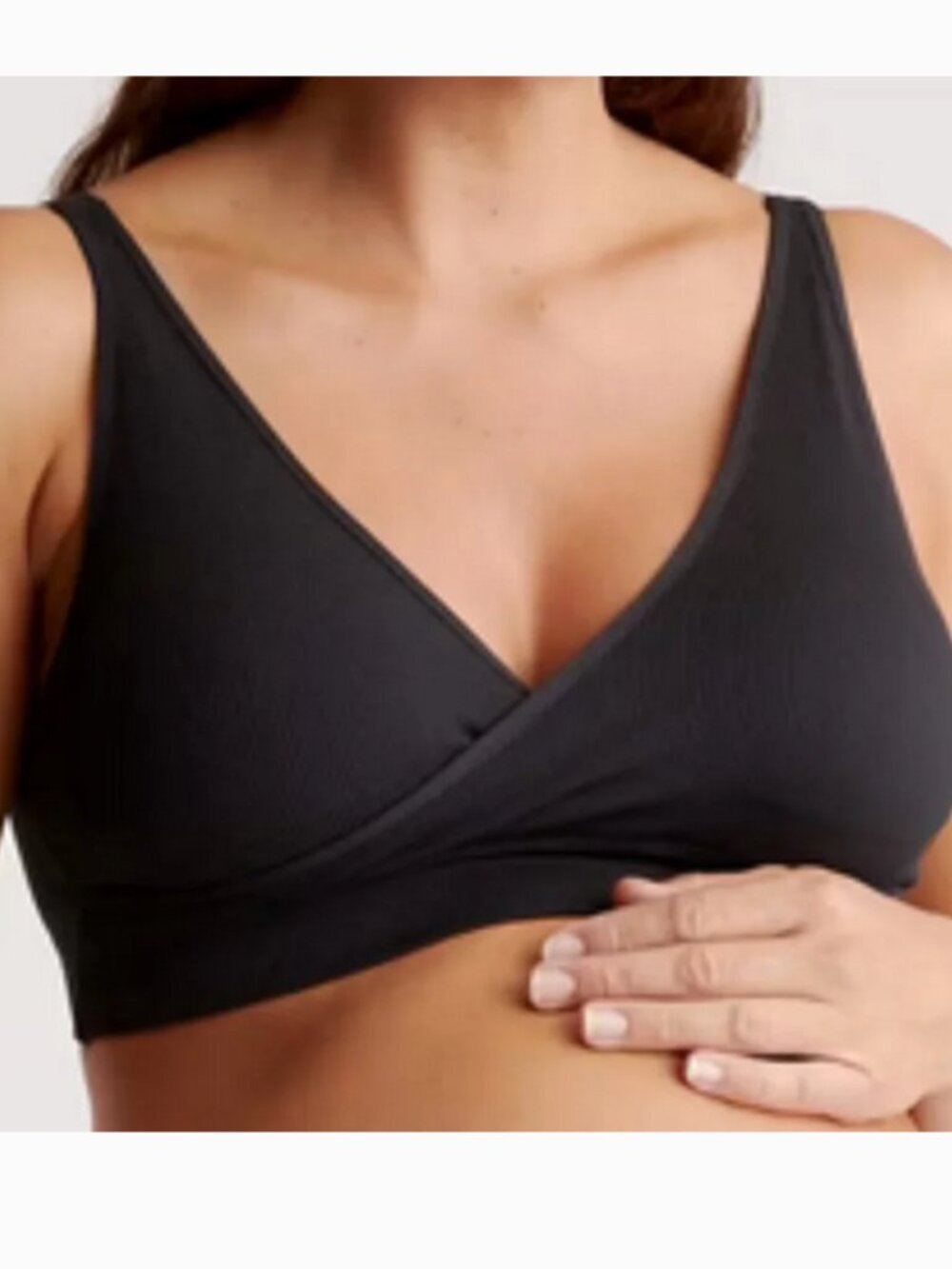 NWT Quince Seamless Crossover Nursing & Lounge Bra (Set of 2) in Black Sz XS